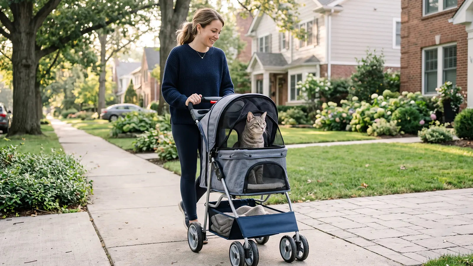Cat stroller for safe outdoor walks