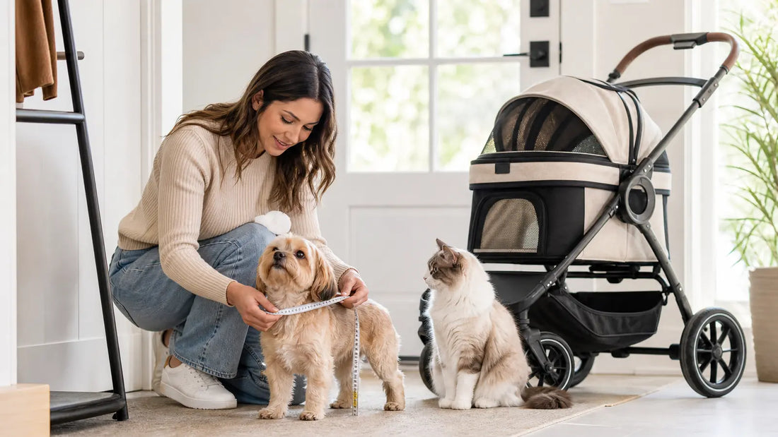 Measuring a dog or cat for a pet stroller