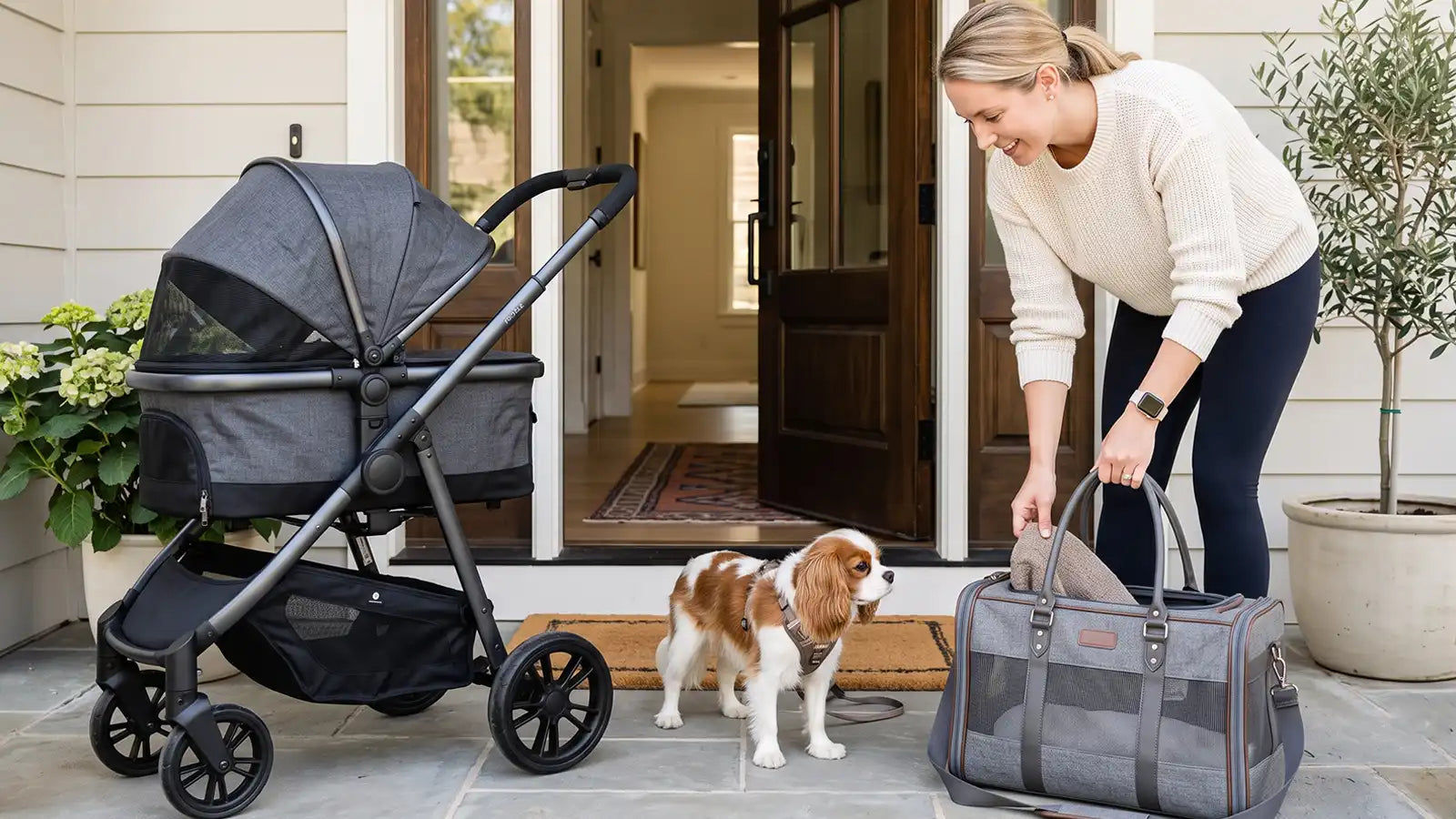Dog stroller and pet carrier for small pet travel