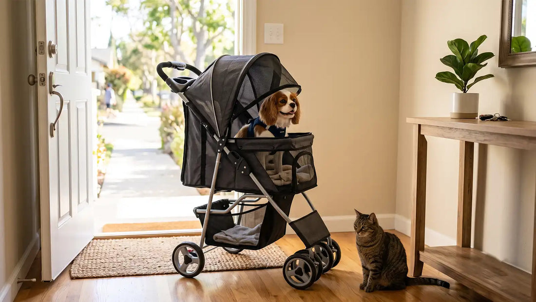 Foldable pet stroller for small dogs and cats