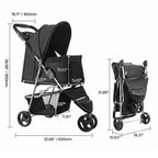 3-Wheel Foldable Pet Stroller with Brake | Up to 35 lb