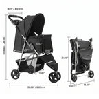 Foldable 3-Wheel Pet Stroller - Up to 35 lbs