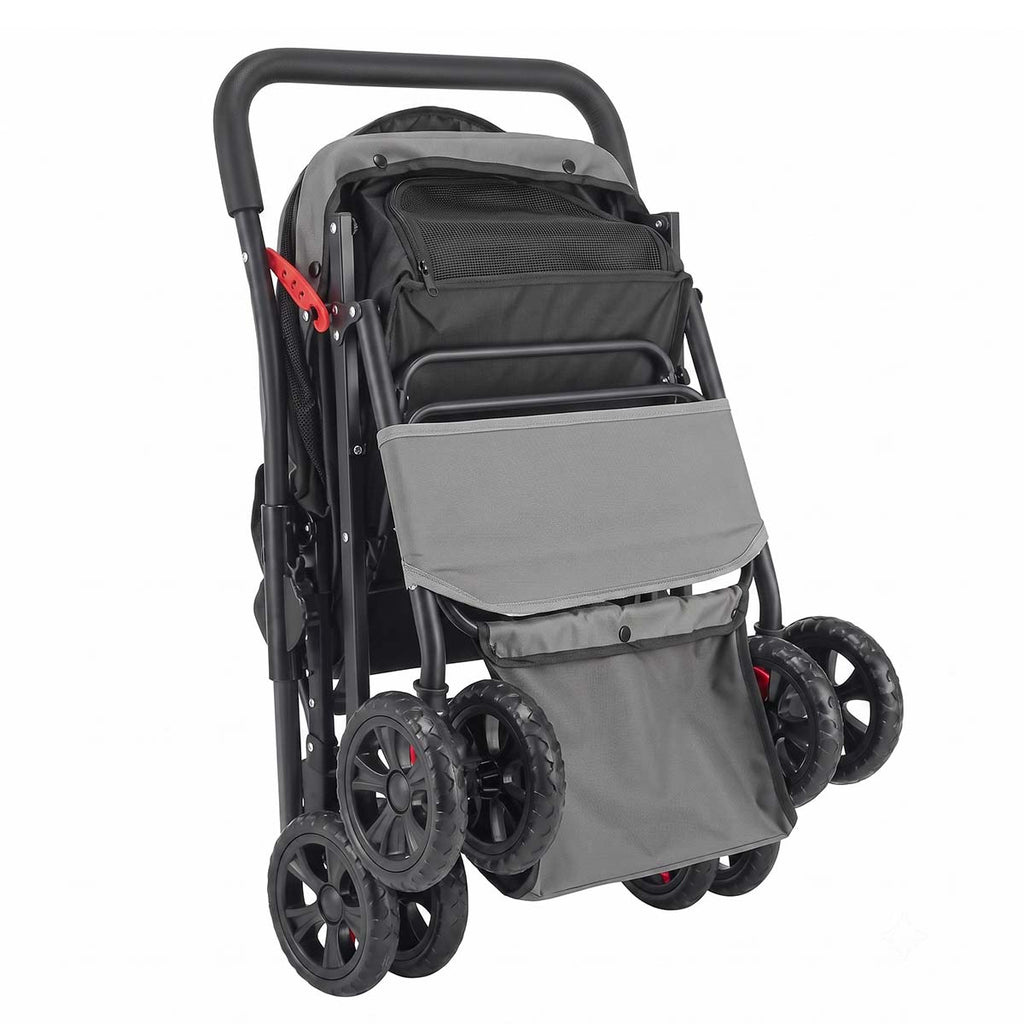 Foldable 4-Wheel Dog & Cat Stroller with Mesh Windows