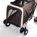 3-in-1 Double Pet Stroller with Detachable Carriers for Dogs & Cats(Khaki)