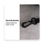 Pet carrier security buckle close-up for travel use