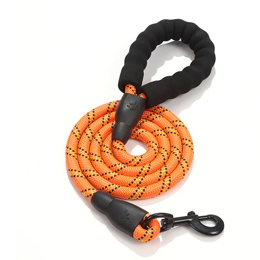 Orange reflective heavy duty dog leash with soft padded handle