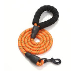 Orange reflective heavy duty dog leash with soft padded handle