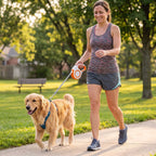 Retractable Dog Leash with 180° Tangle-Free Ribbon and Ergonomic Grip