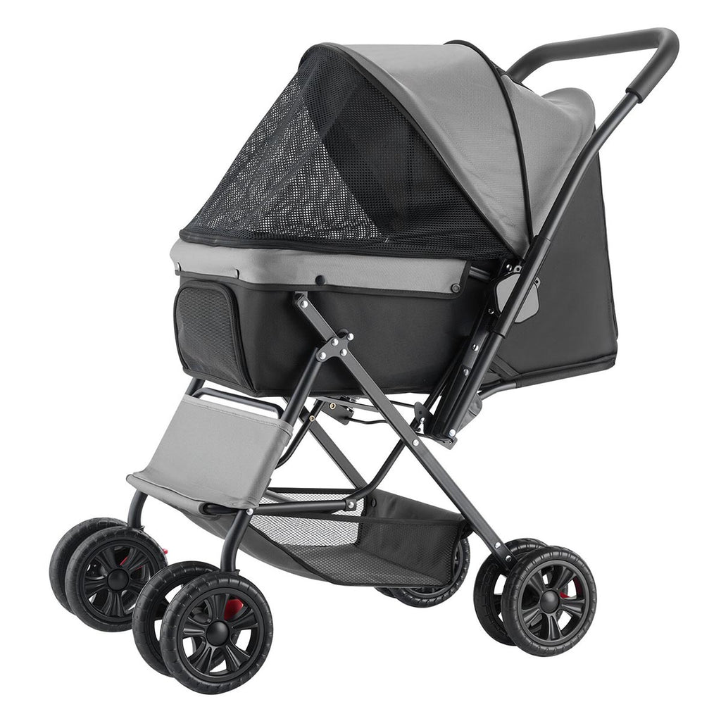 Foldable 4-Wheel Dog & Cat Stroller with Mesh Windows
