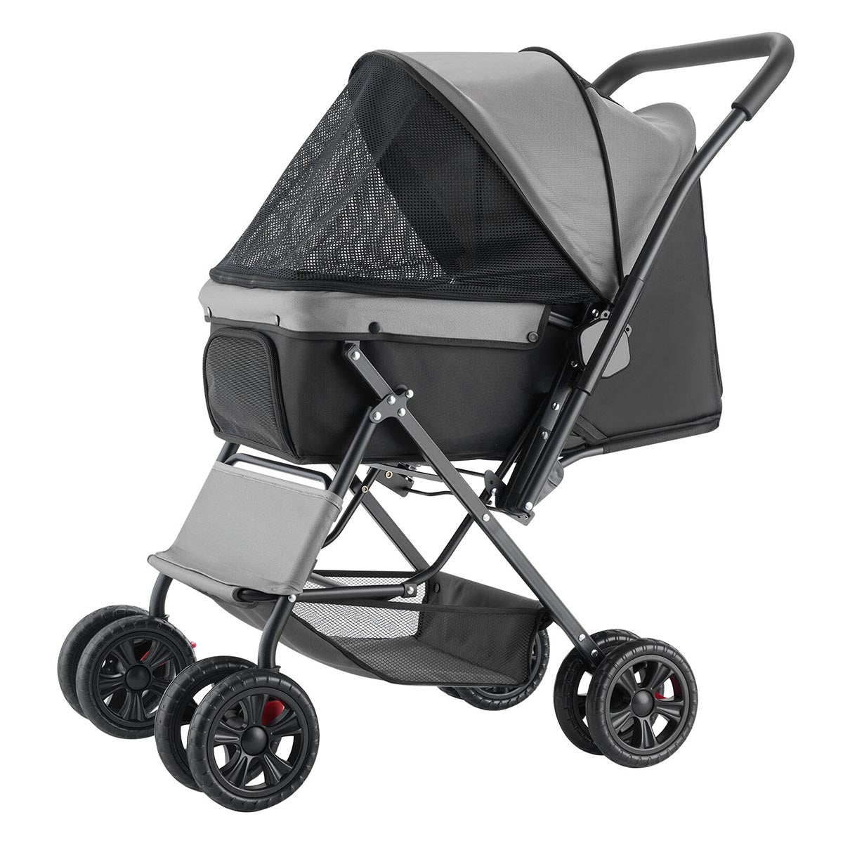 Foldable 4-Wheel Dog & Cat Stroller with Mesh Windows