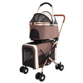 3-in-1 Double Pet Stroller with Detachable Carriers for Dogs & Cats(Khaki)
