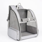 White mesh pet carrier backpack with roll-up front window and side pocket