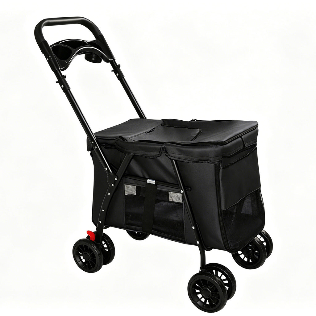 Foldable All-Terrain Pet Stroller for Dogs & Cats up to 33 lbs (Black)