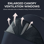Pet stroller with enlarged canopy and breathable mesh ventilation windows