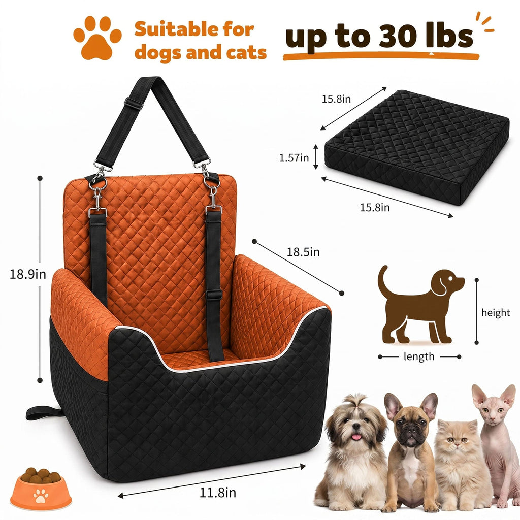 Pet car seat size guide for dogs and cats up to 30 lbs