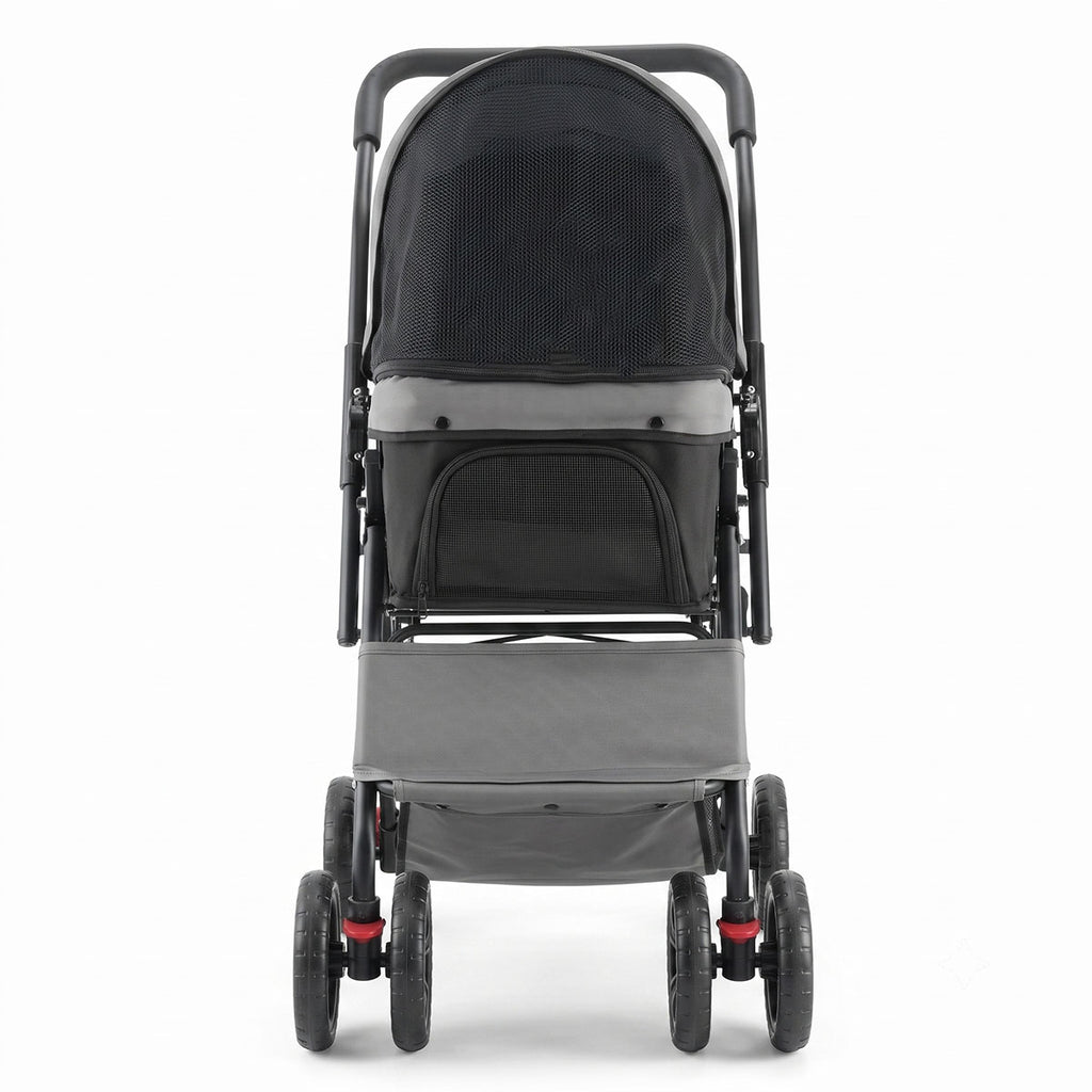 Foldable 4-Wheel Dog & Cat Stroller with Mesh Windows