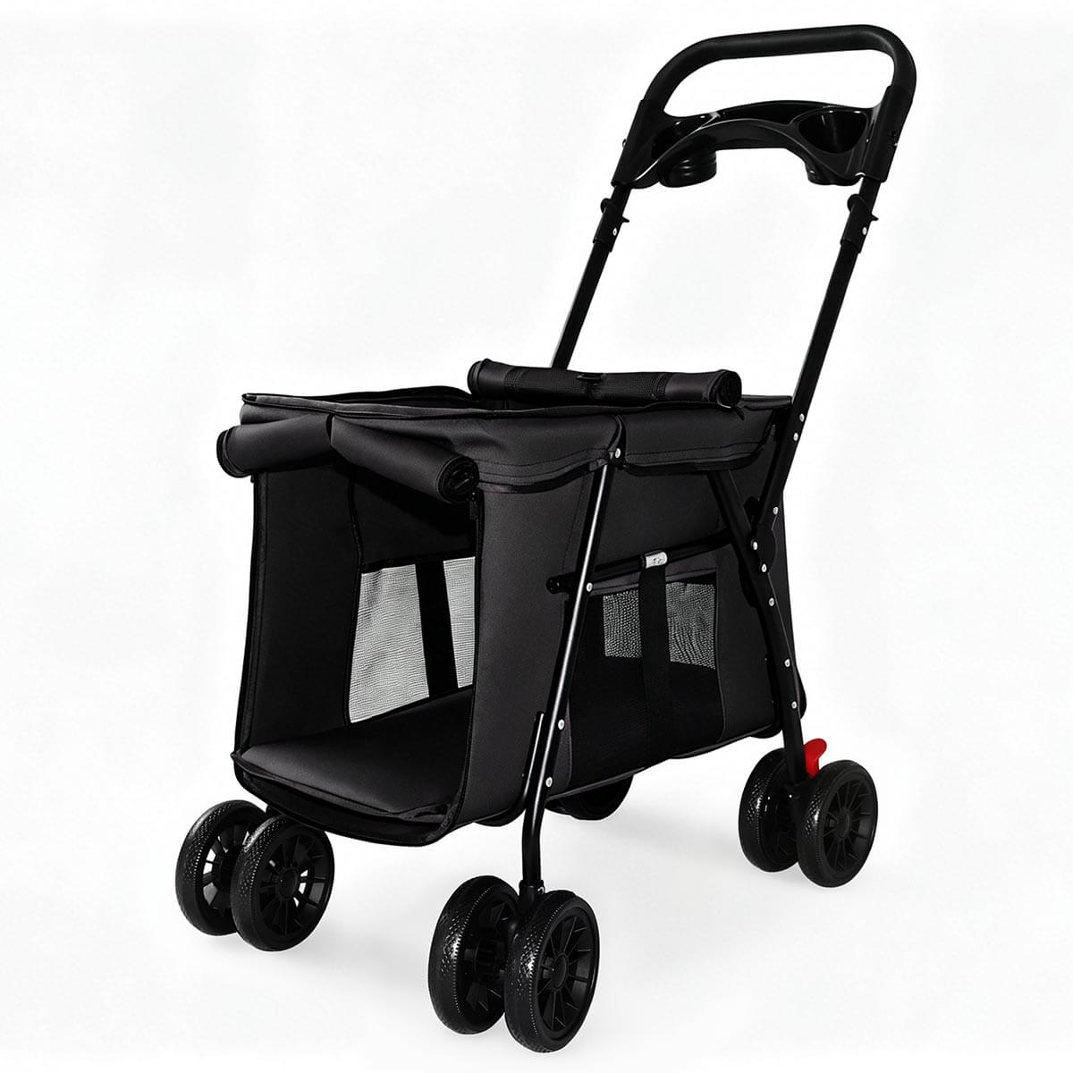 Foldable 4-Wheel Pet Stroller with Shockproof Wheels, Up to 33 lb