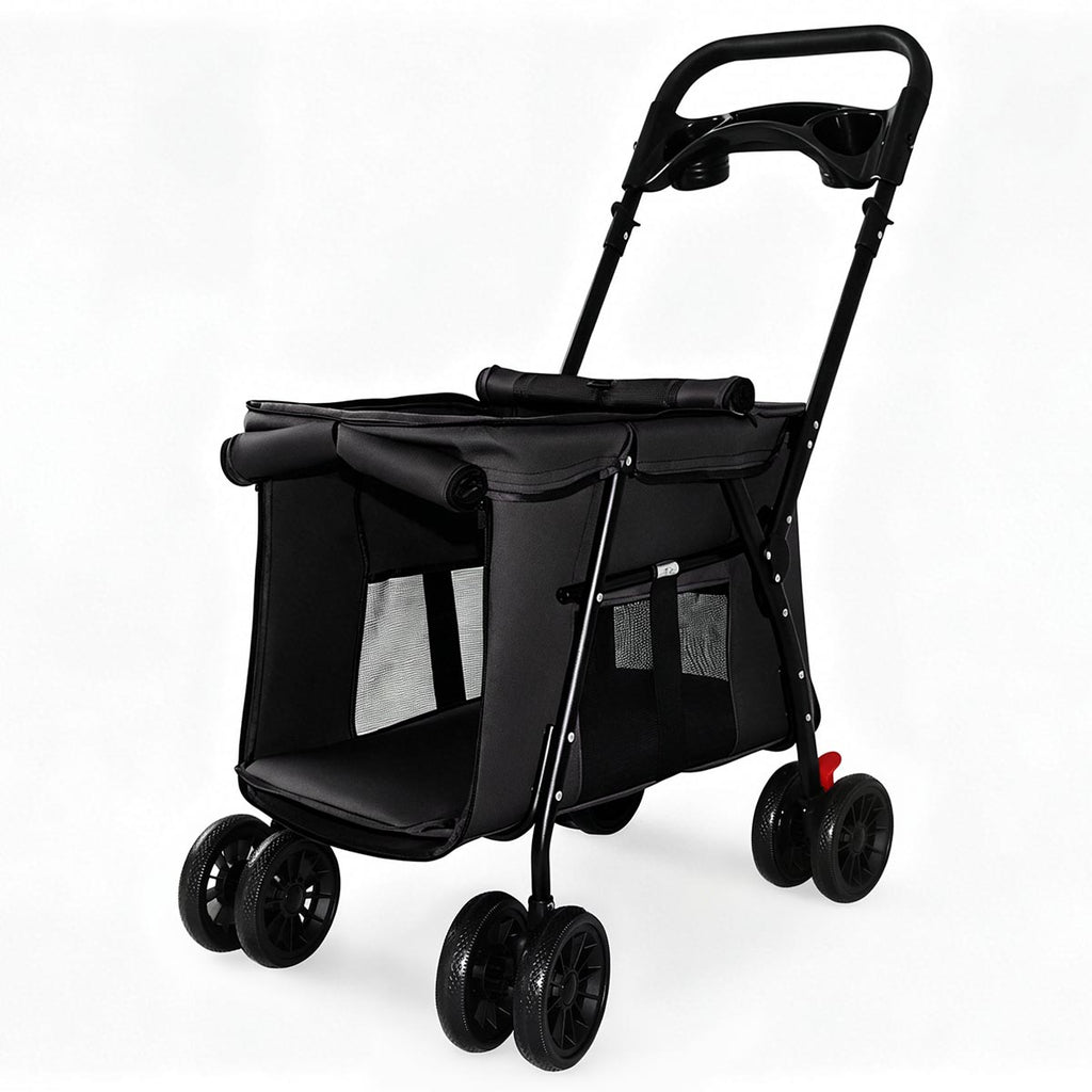 Foldable All-Terrain Pet Stroller for Dogs & Cats up to 33 lbs (Black)
