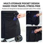 Foldable pet stroller with multi storage pockets for outdoor travel