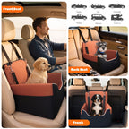 Pet car seat installed on front seat, back seat, and trunk for car travel