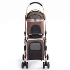 3-in-1 Double Pet Stroller with Detachable Carriers for Dogs & Cats(Khaki)