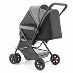 Foldable 4-Wheel Dog & Cat Stroller with Mesh Windows