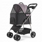 Foldable 4-Wheel Pet Stroller with Detachable Cabin