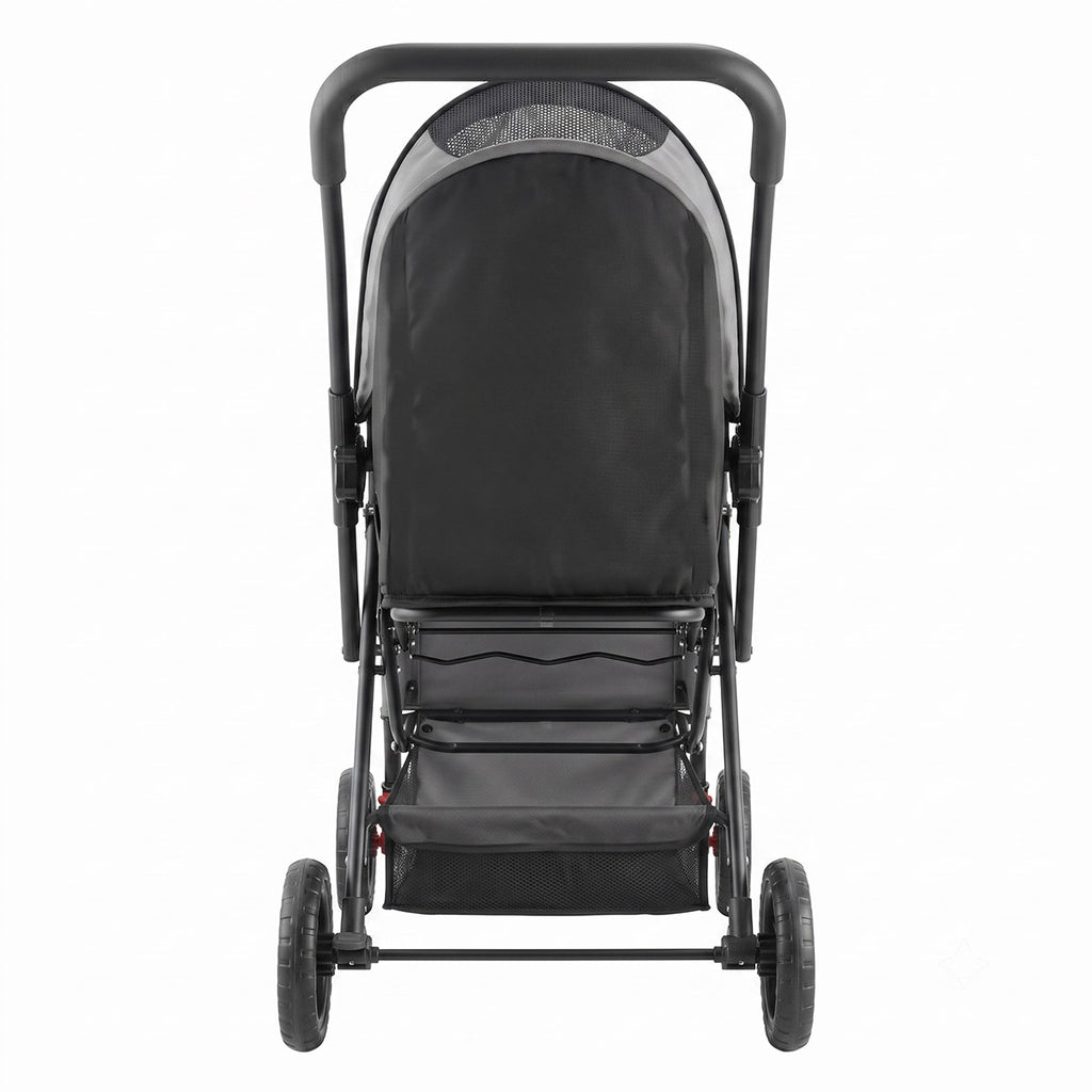 Foldable 4-Wheel Dog & Cat Stroller with Mesh Windows