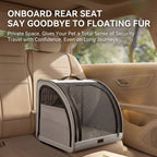 Foldable pet car crate installed on rear car seat for dog travel