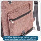 Pink pet carrier backpack storage pocket for poop bags, keys, and small travel items