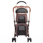 3-in-1 Double Pet Stroller with Detachable Carriers for Dogs & Cats(Khaki)