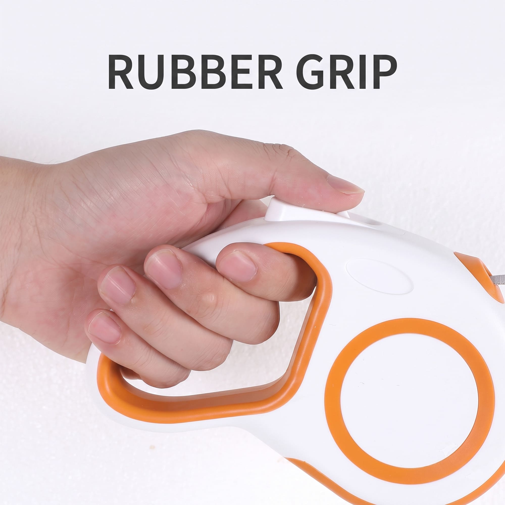 Retractable dog leash with comfortable rubber grip handle