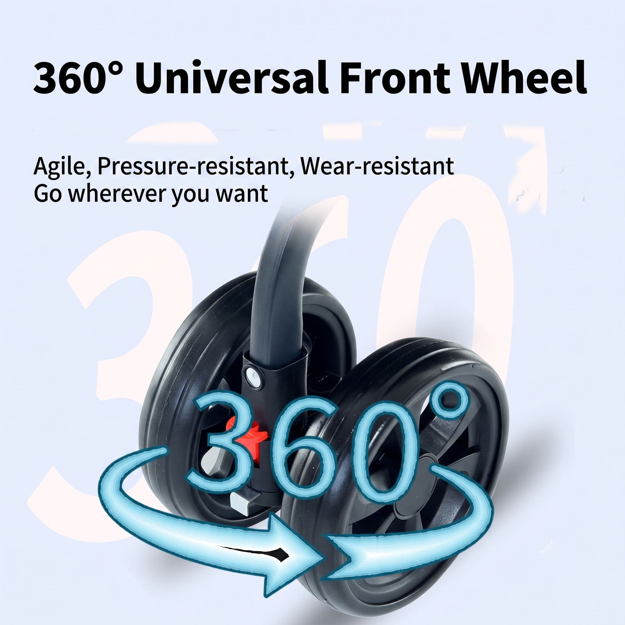 Pet stroller 360 degree universal front wheel close-up