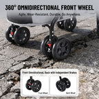 Pet stroller wheels with 360 degree front wheel and rear independent brakes