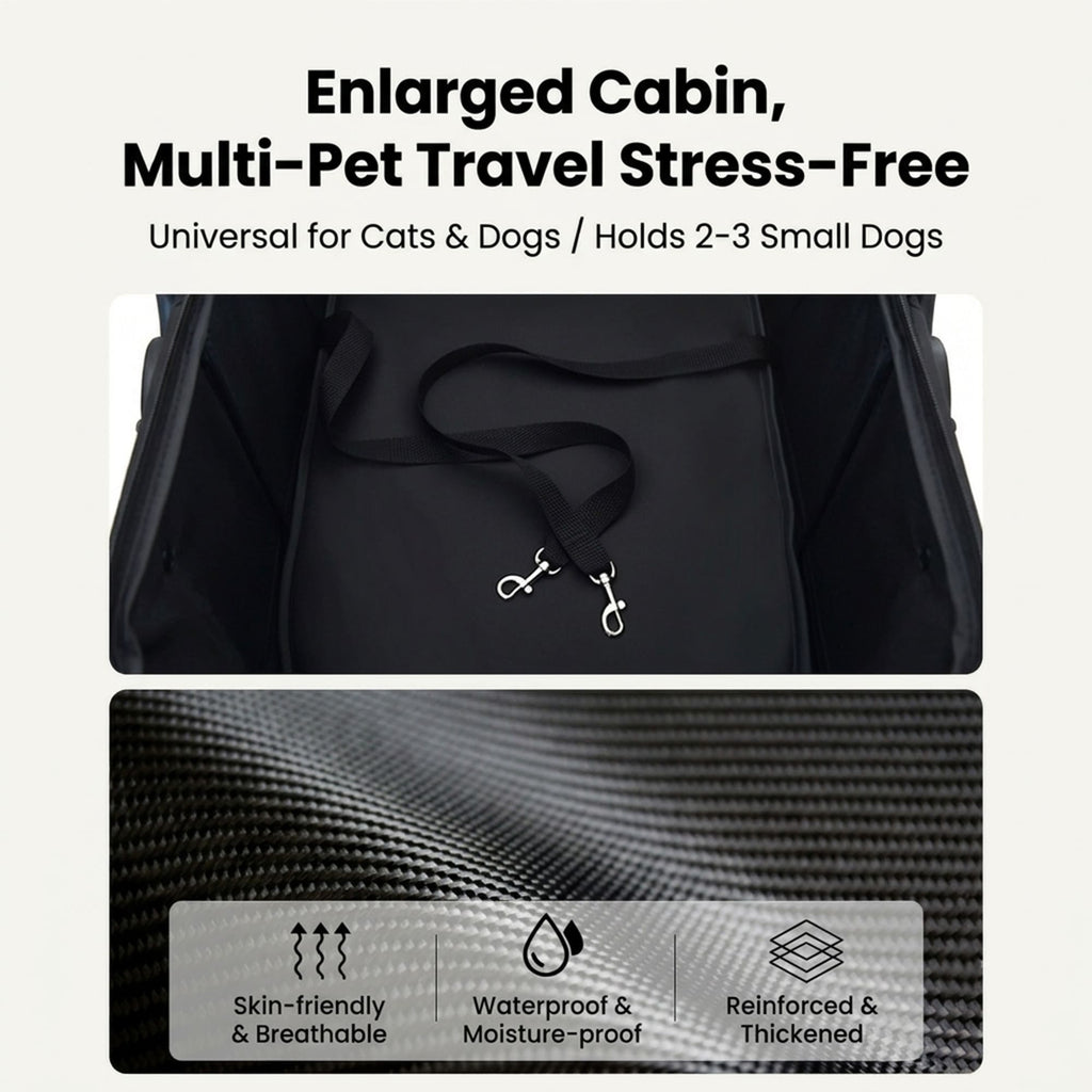 Large pet stroller cabin with breathable thickened Oxford fabric