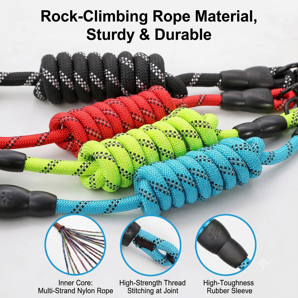 Colorful heavy duty dog leashes made with durable nylon rope material