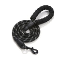 Black reflective heavy duty dog leash with soft padded handle