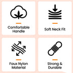 Colorful nylon dog leash feature icons showing comfortable handle and durable design