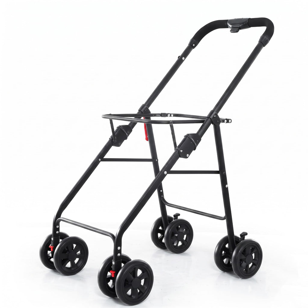 Detachable pet stroller frame with wheels and push handle
