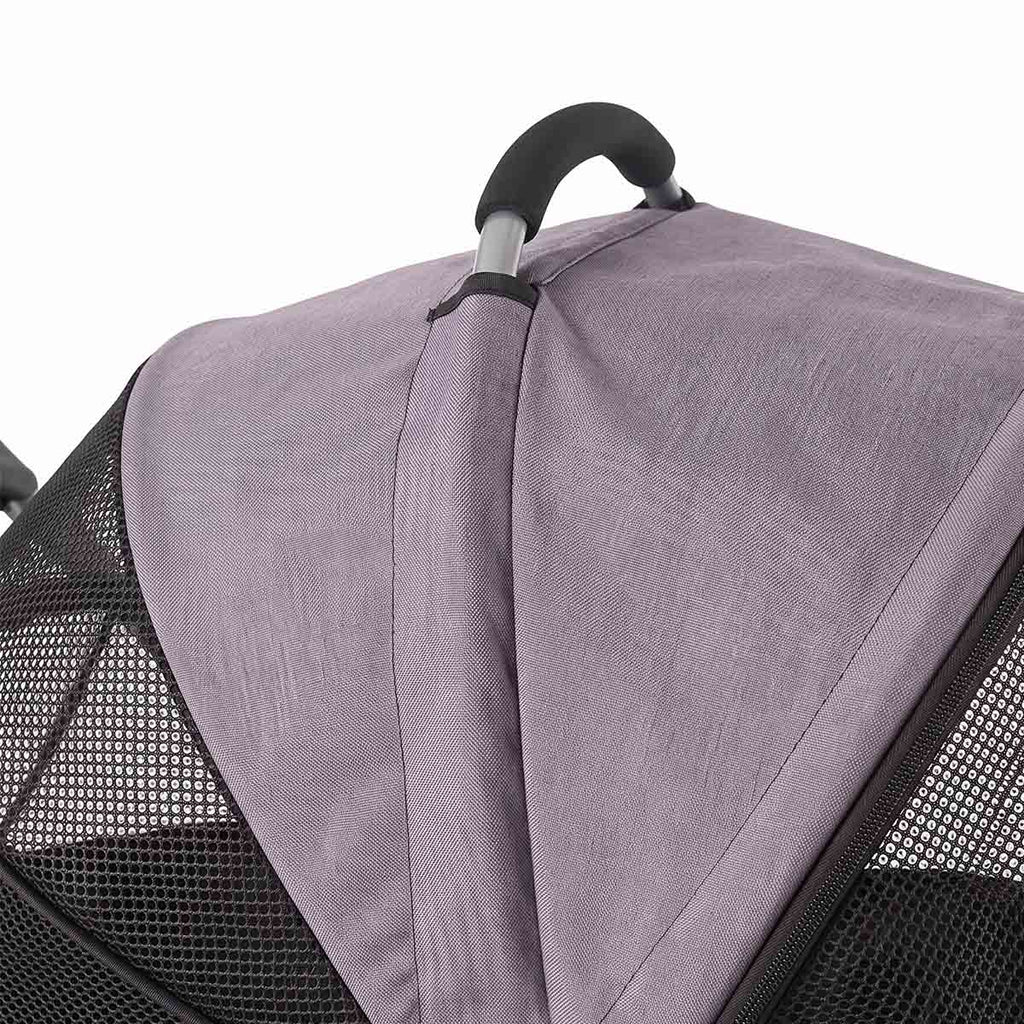 Adjustable canopy and carry handle on detachable pet carrier