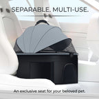 Detachable pet carrier used as a car seat for dogs and cats