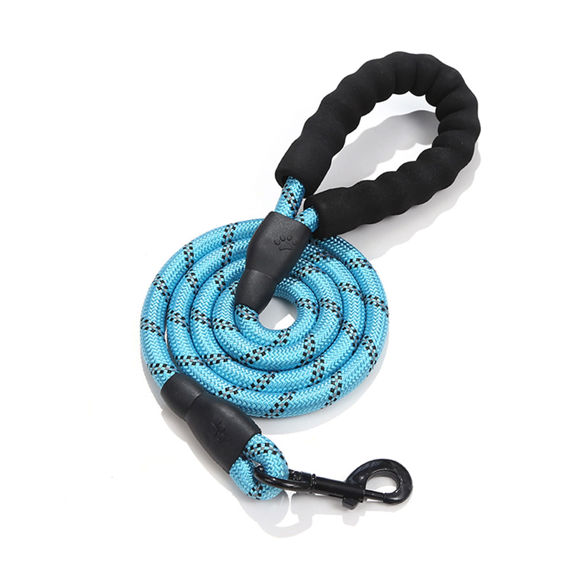 Blue reflective heavy duty dog leash with soft padded handle