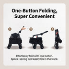 One button folding pet stroller with compact storage design