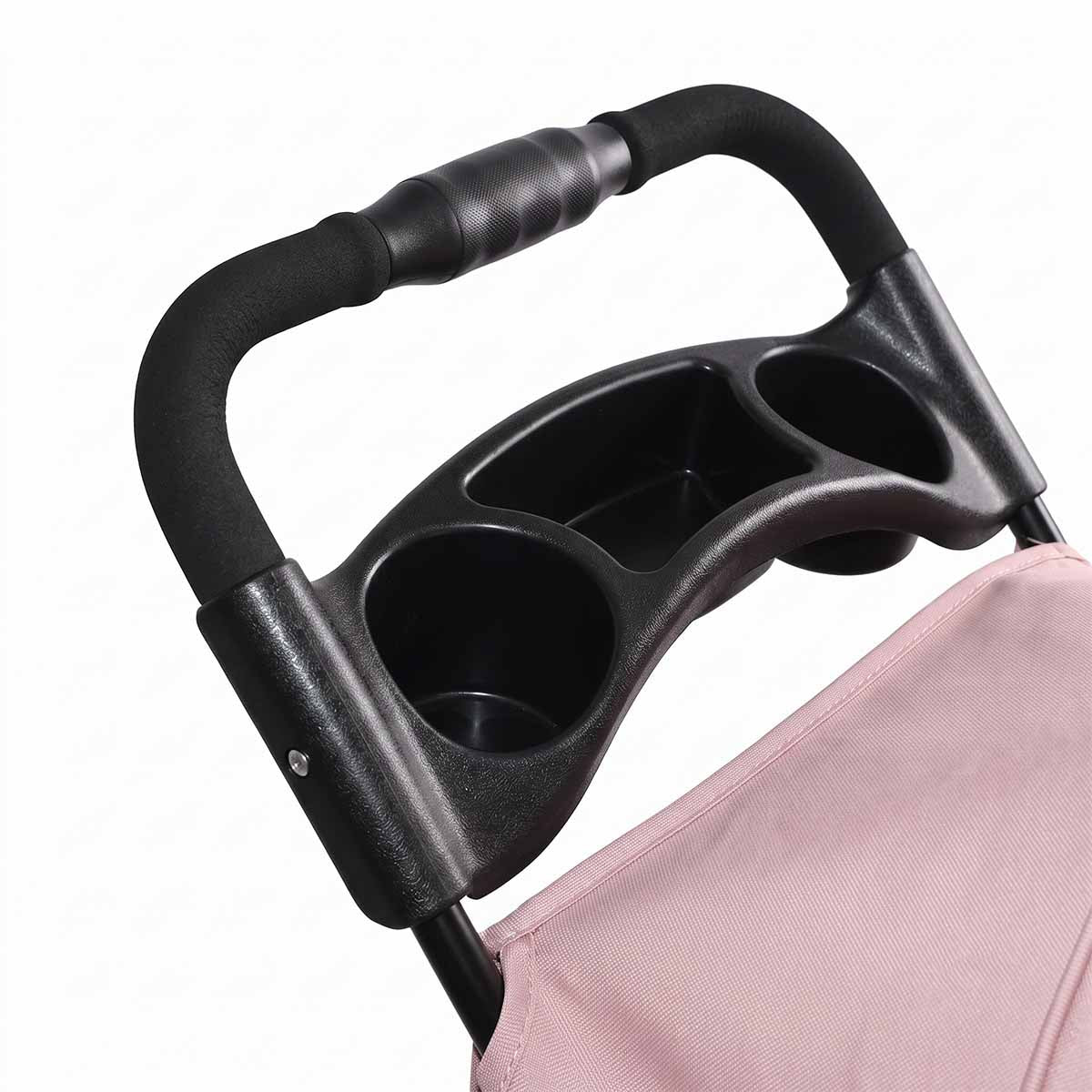 Pet stroller handlebar tray with two cup holders