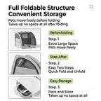 Full foldable pet carrier structure showing quick fold and easy storage steps