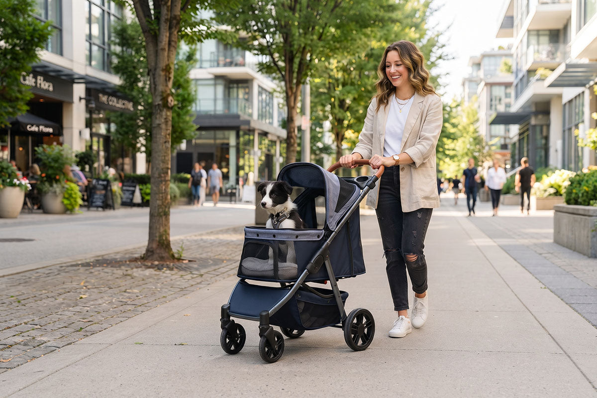 Dog stroller for daily neighborhood walks