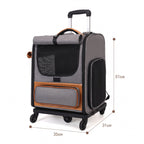 Wheeled pet carrier backpack size guide showing 35 x 31 x 51 cm